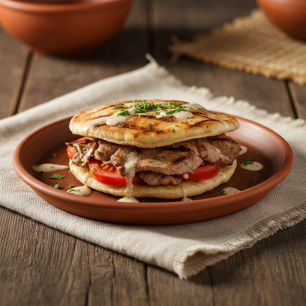 Ảnh món Shawarma cừu xếp trục nướng