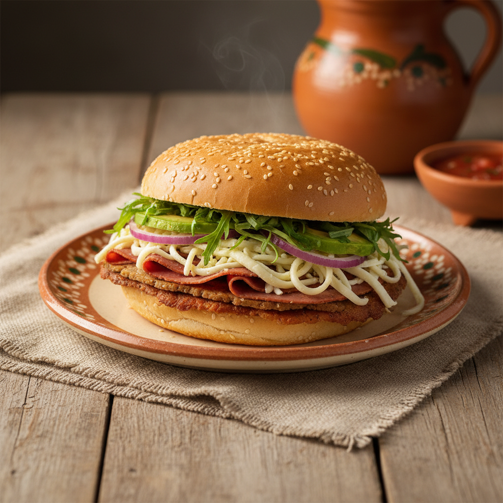Ảnh món Bánh mì kẹp bò chiên xù kiểu Puebla
