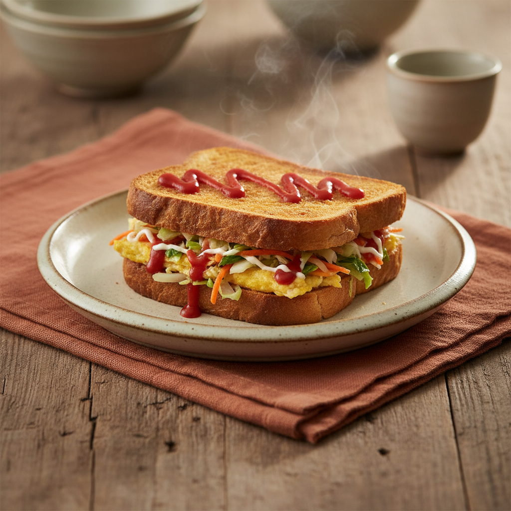 Ảnh món Bánh mì nướng trứng đường phố Hàn