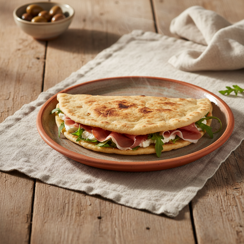Ảnh món Bánh mì dẹt Romagna cuộn giăm bông