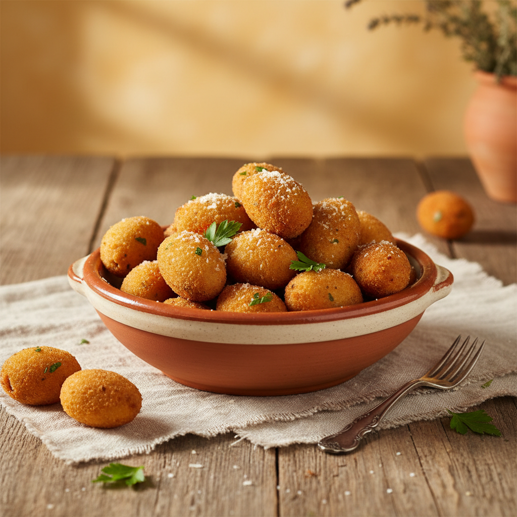 Ảnh món Ô liu nhồi thịt chiên giòn kiểu Ascoli