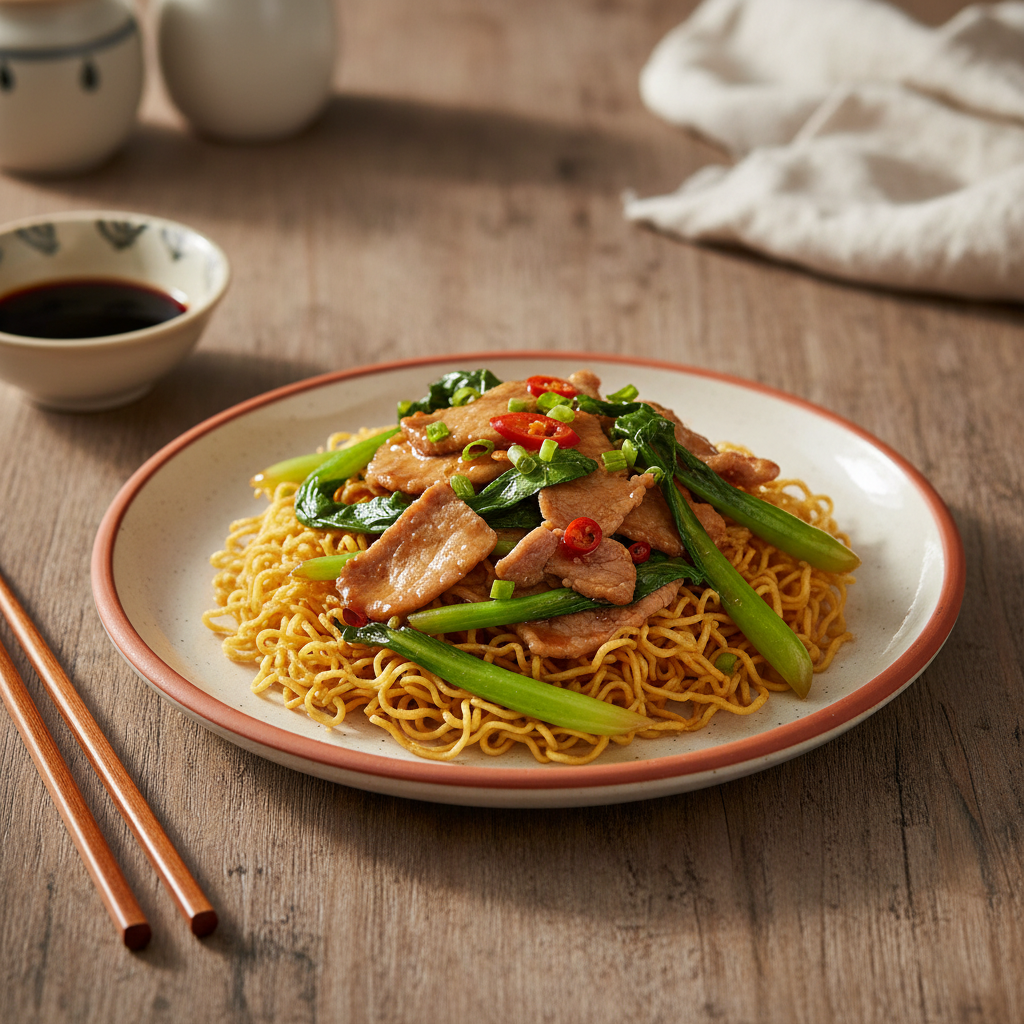 Ảnh món Mì áp chảo thịt heo