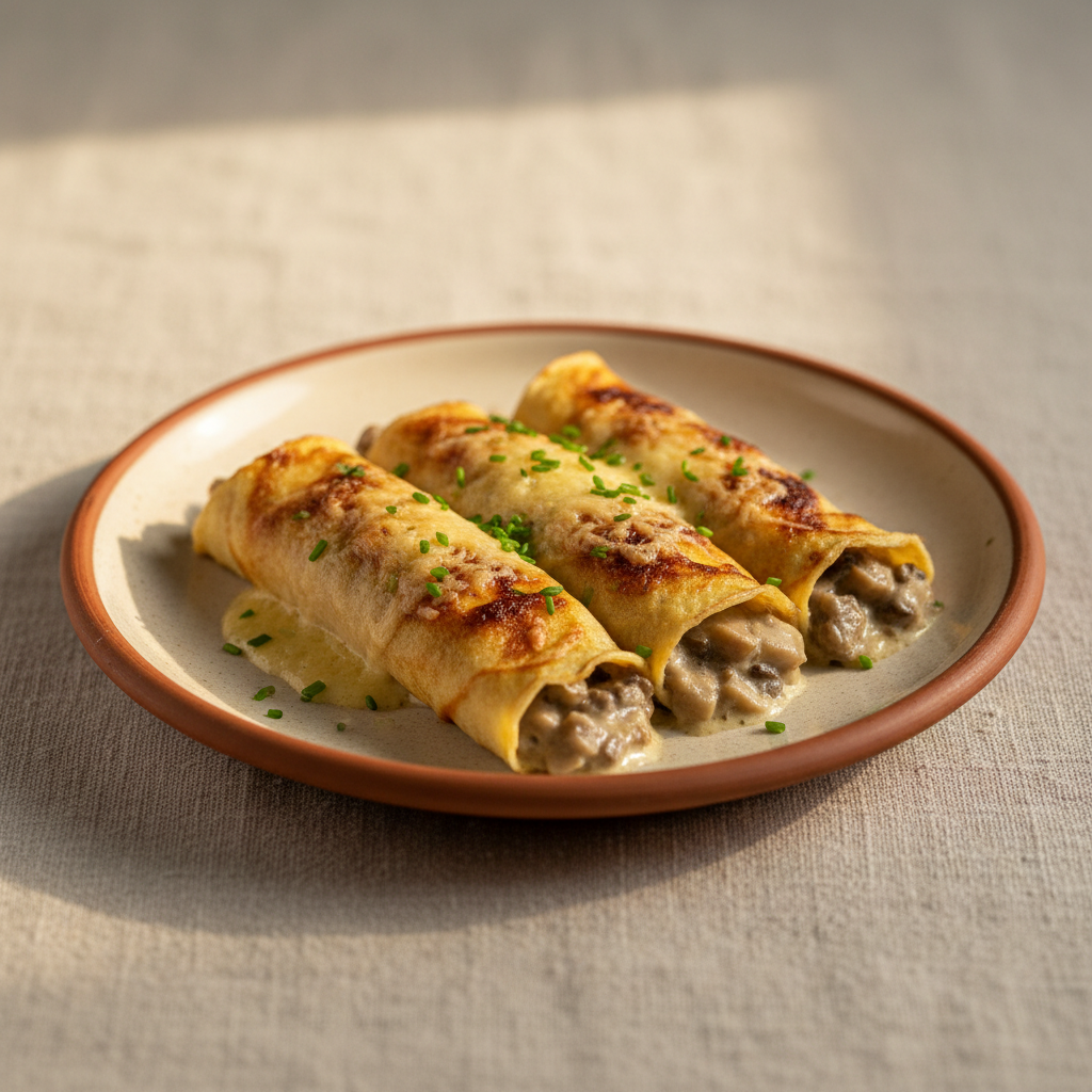 Ảnh món Bánh crêpe cuộn nấm nướng Ficelle picarde