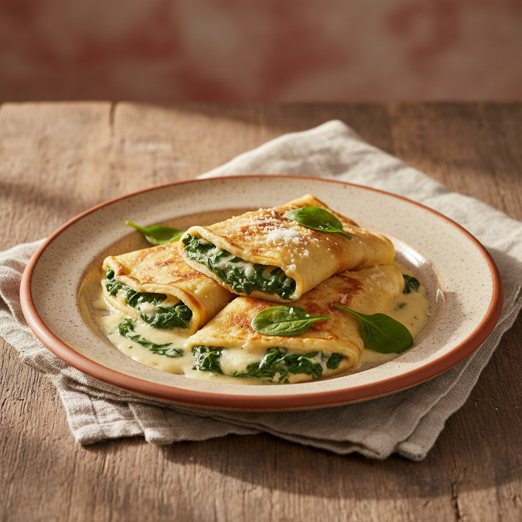 Ảnh món Crêpe nhồi ricotta rau chân vịt Crespelle alla Fiorentina