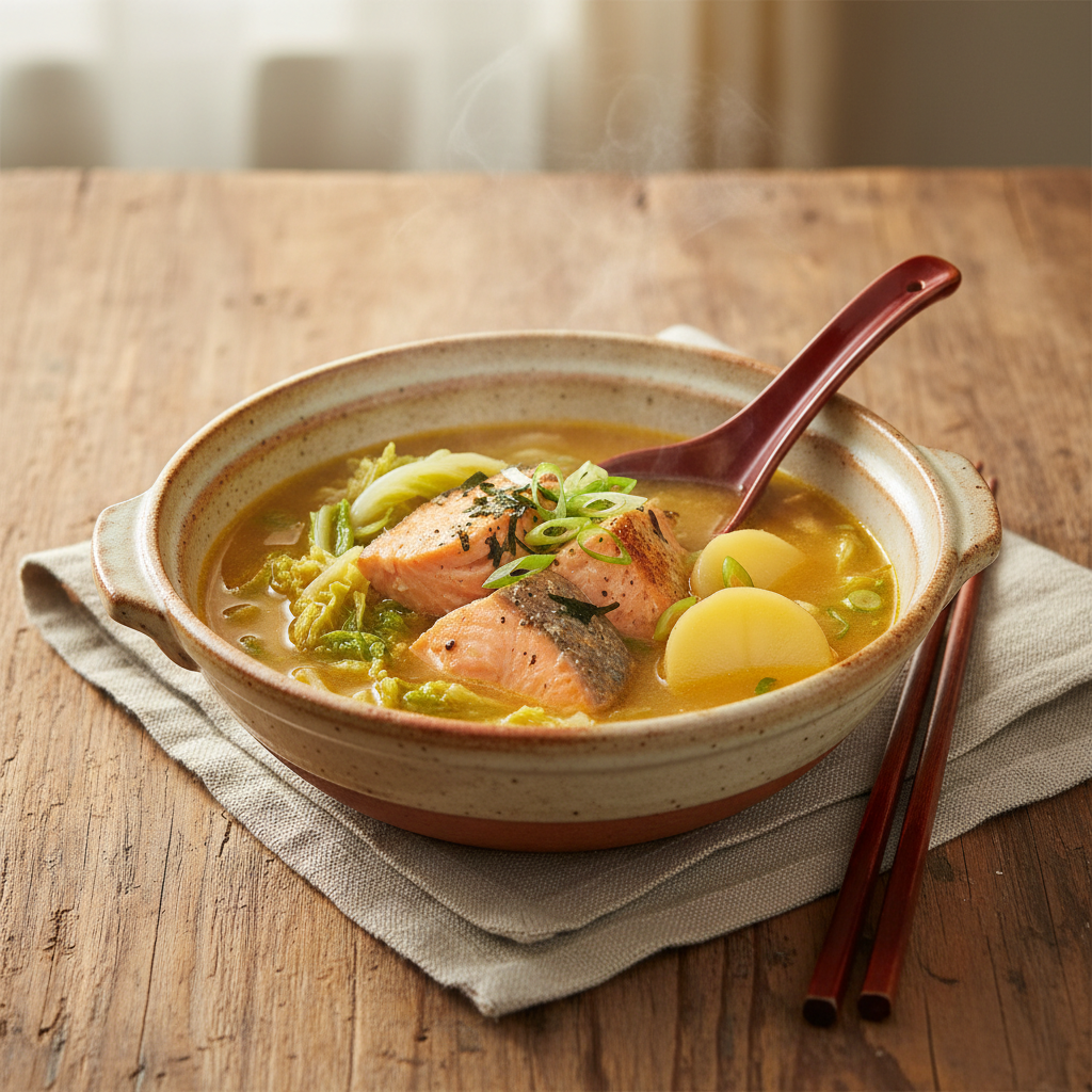 Ảnh món Lẩu cá hồi tương miso Ishikari nabe