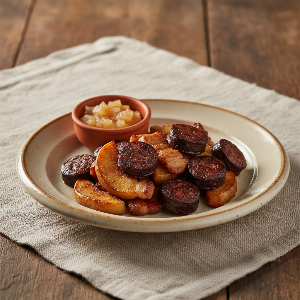 Ảnh món Xúc xích tiết áp chảo táo Boudin noir aux pommes