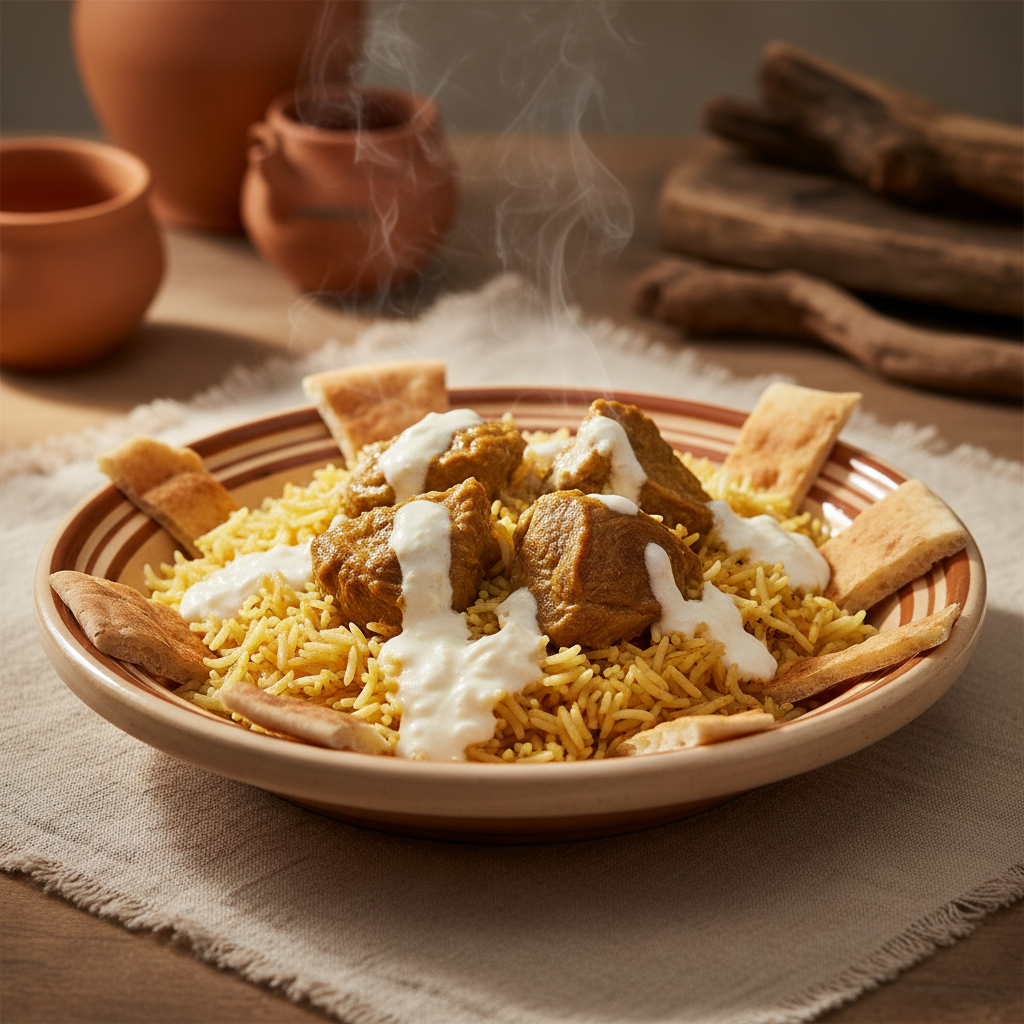 Ảnh món Cừu nấu sữa chua khô jameed Mansaf