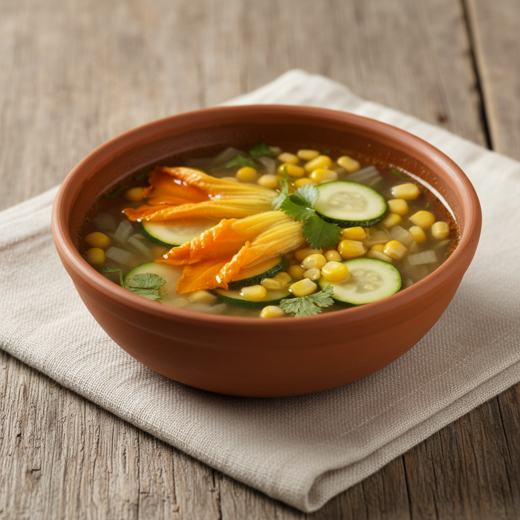 Ảnh món Canh hoa bí bắp ngô Sopa de flor de calabaza