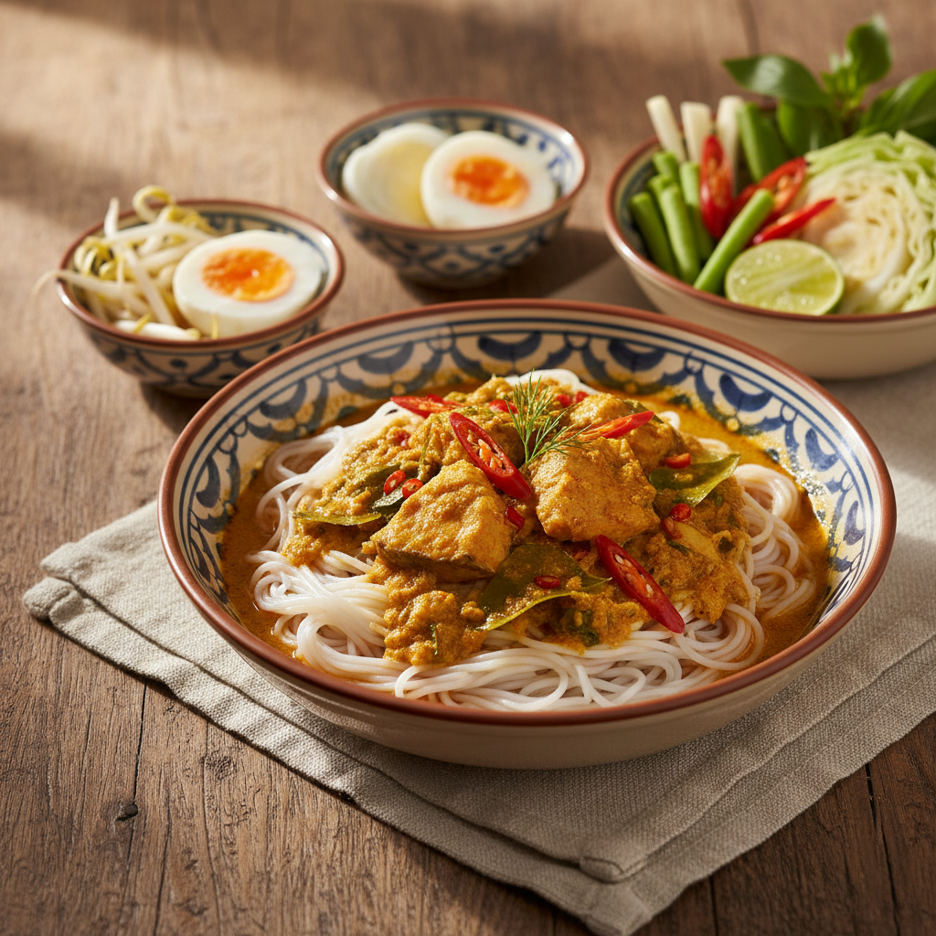 Ảnh món Bún chan nước cà ri cá Thái
