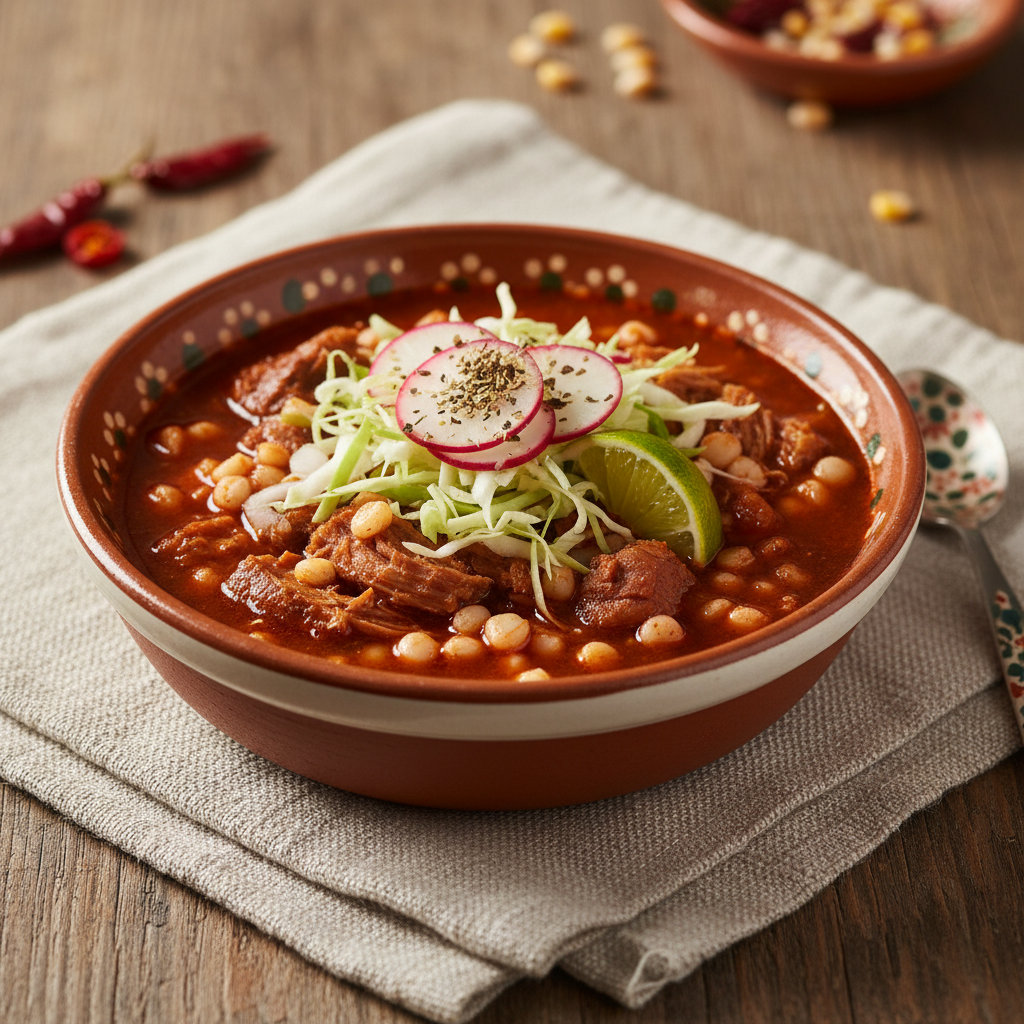 Ảnh món Súp pozole đỏ thịt heo