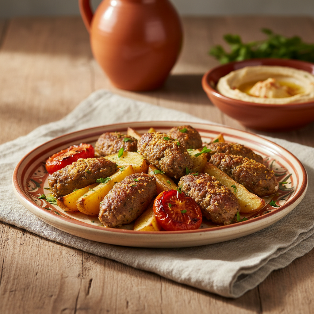 Ảnh món Chả cừu nướng khay khoai tây Kafta bil sanieh