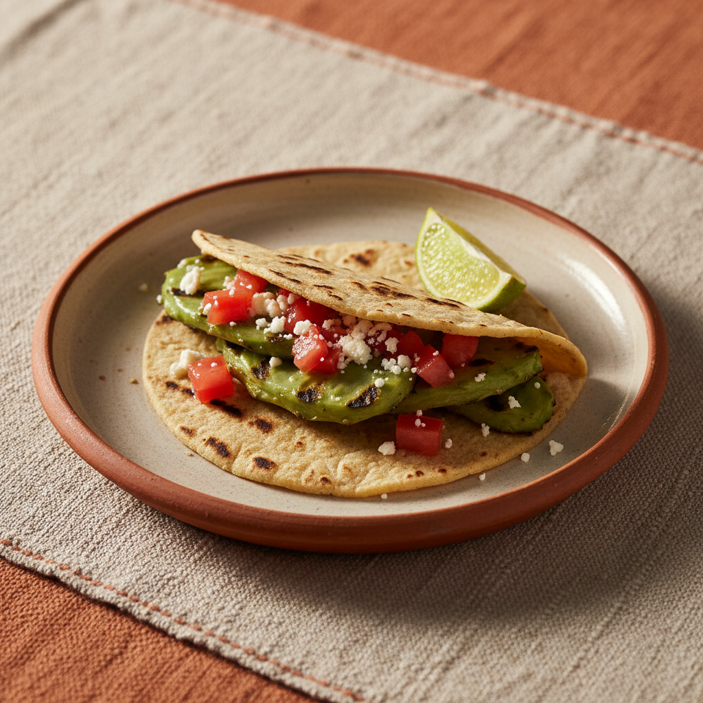 Ảnh món Taco lá xương rồng nướng Tacos de nopales