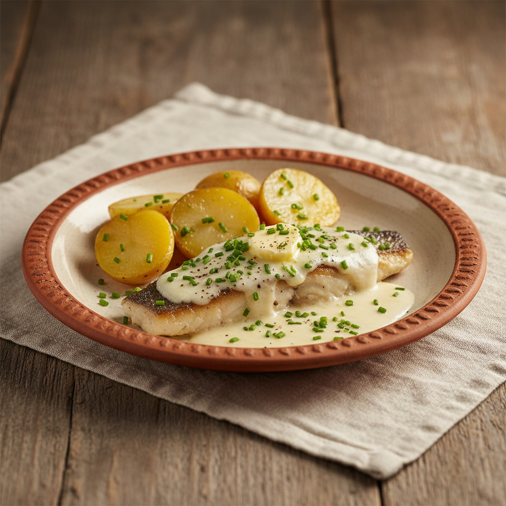 Ảnh món Cá chó xốt bơ trắng Brochet au beurre blanc