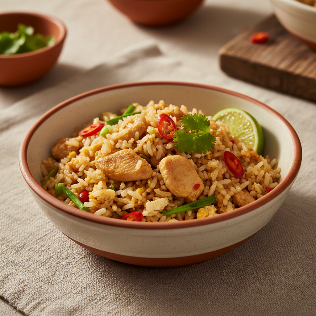 Ảnh món Cơm chiên gà kiểu Thái Khao pad gai