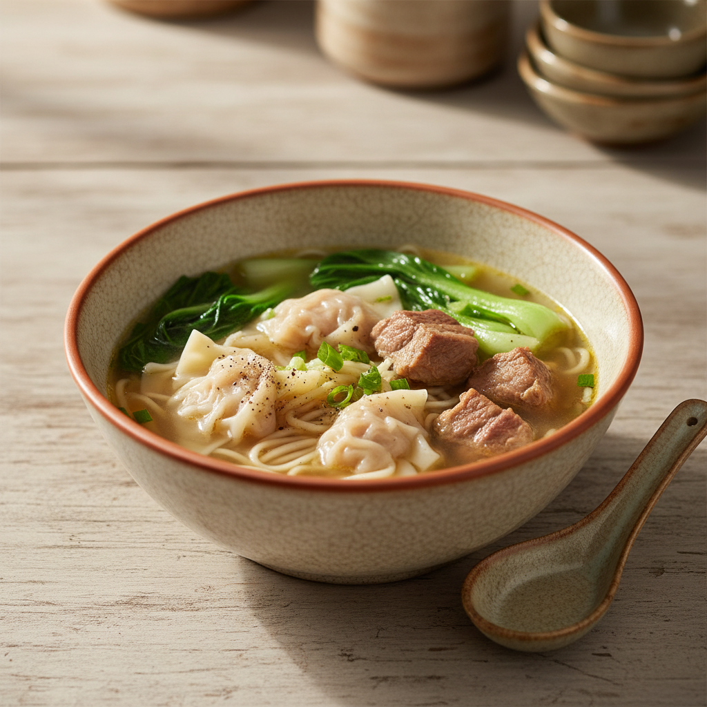 Ảnh món Hoành thánh lớn nước rau cải Thượng Hải