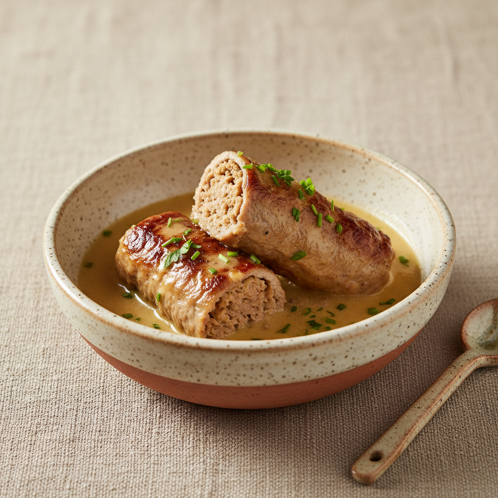 Ảnh món Bê cuộn nhồi om vang trắng Paupiettes de veau