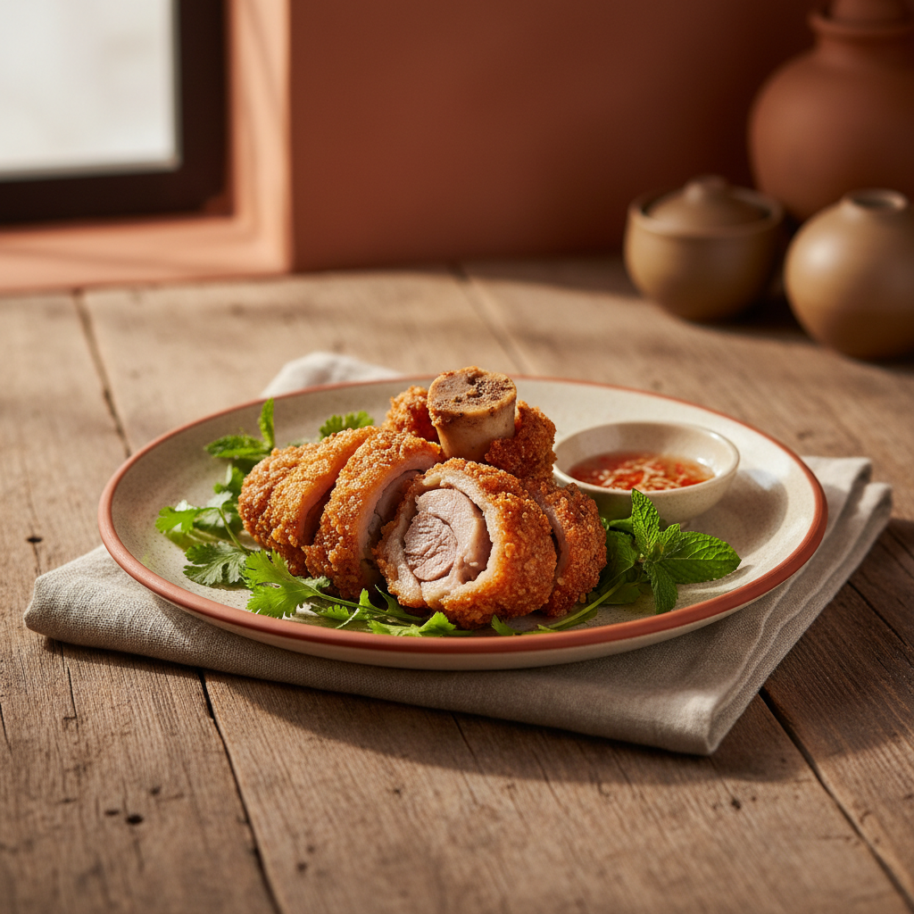 Ảnh món Chân giò lăn bột chiên Pied de porc pané
