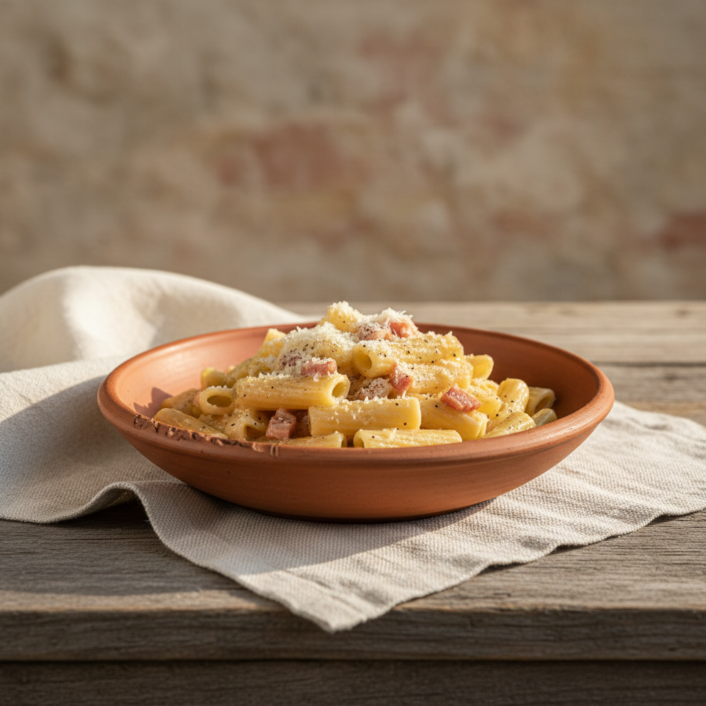 Ảnh món Mì rigatoni sốt phô mai thịt má heo