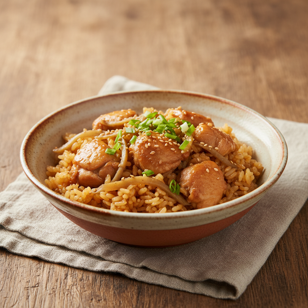 Ảnh món Cơm nấu gà nước tương Tori meshi