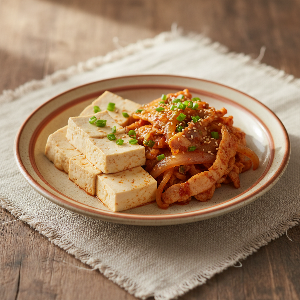 Ảnh món Đậu phụ luộc ăn kimchi Dubu kimchi