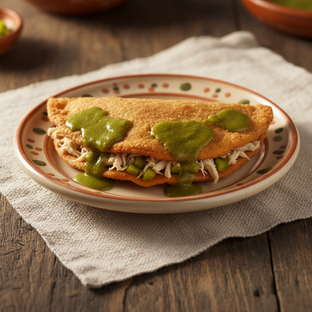 Ảnh món Bánh ngô chiên sốt xanh Chalupa Puebla