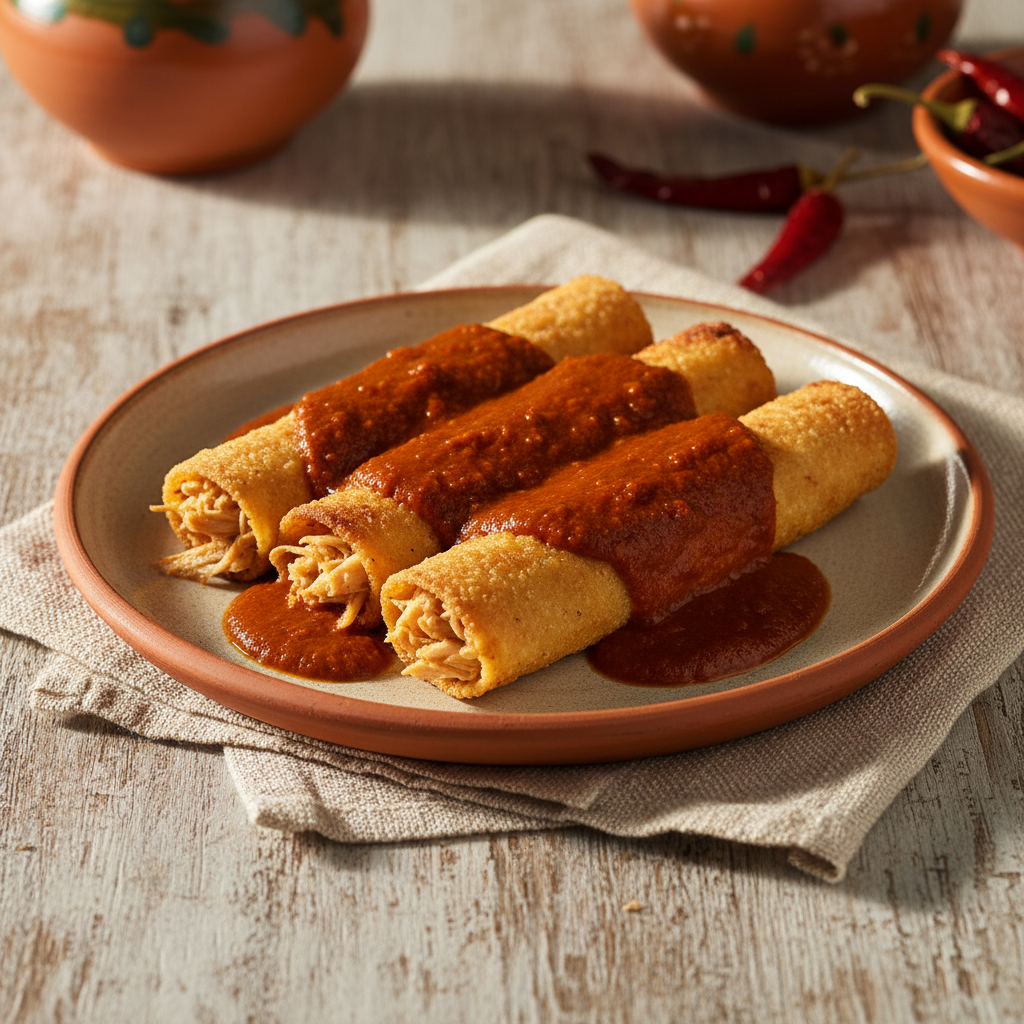 Ảnh món Bánh cuốn ngô sốt ớt đỏ Enchiladas rojas