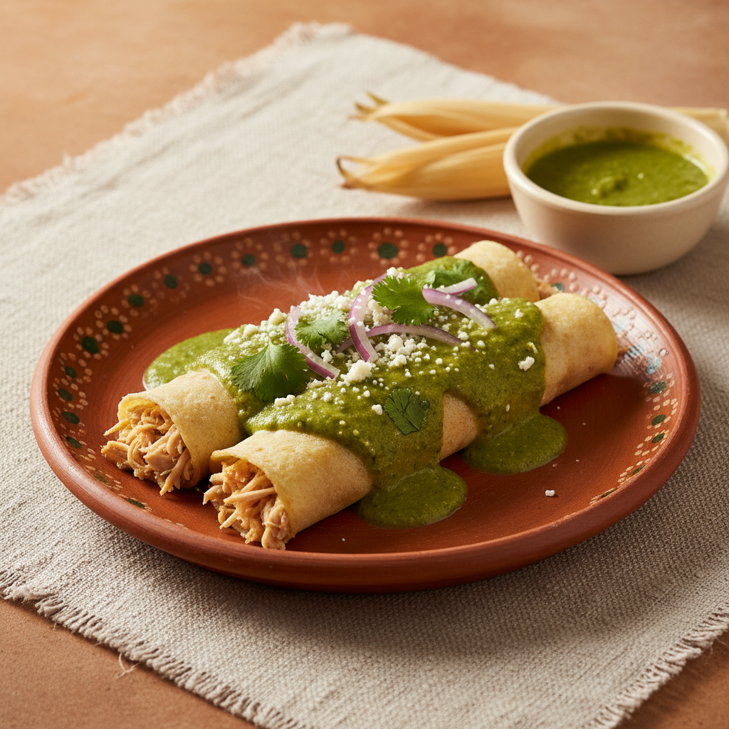 Ảnh món Bánh cuốn ngô sốt xanh Enchiladas verdes