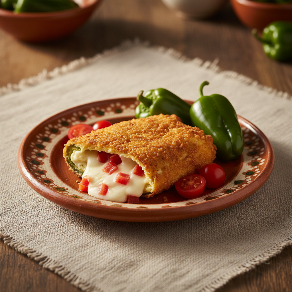 Ảnh món Ớt poblano nhồi phô mai chiên trứng Chiles rellenos