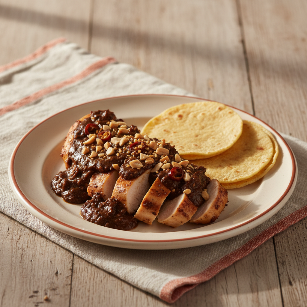 Ảnh món Gà sốt mole lạc rang Pollo con mole