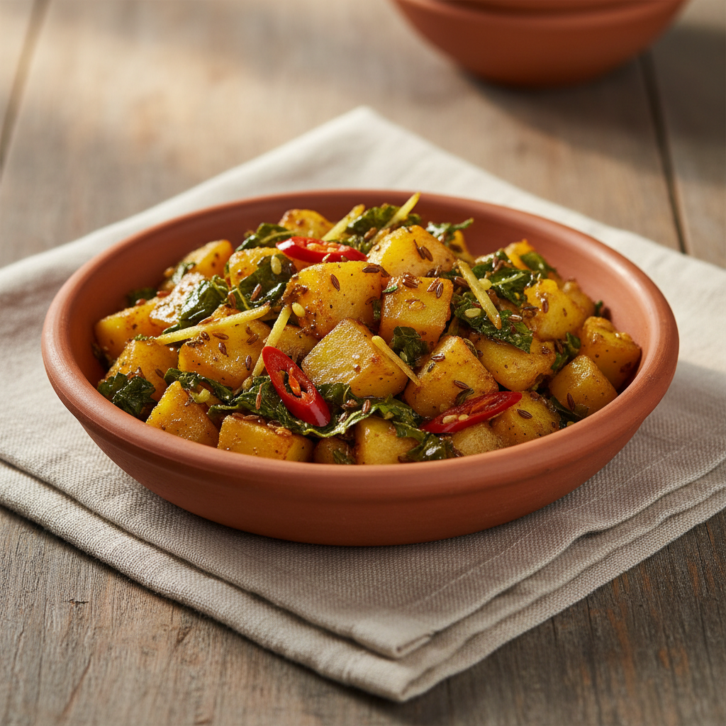 Ảnh món Khoai tây xào lá methi Aloo methi