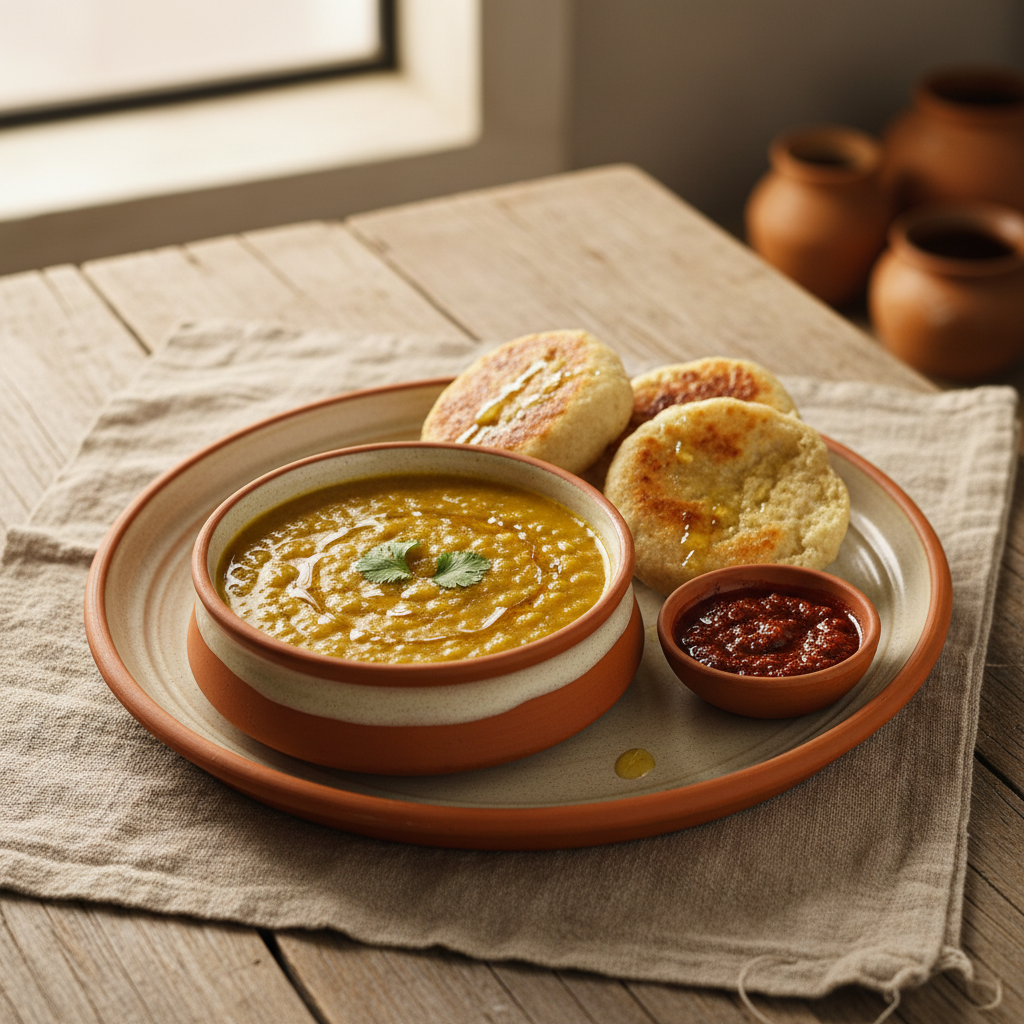 Ảnh món Đậu hầm bánh mì nướng Rajasthan Dal baati