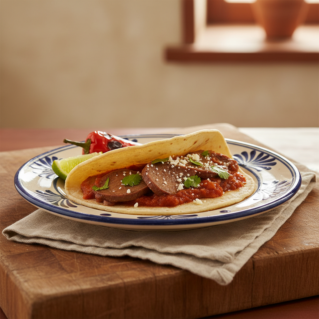 Ảnh món Taco lưỡi bò luộc xốt đỏ