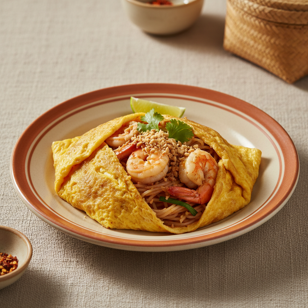 Ảnh món Pad Thai bọc trứng Hor khai