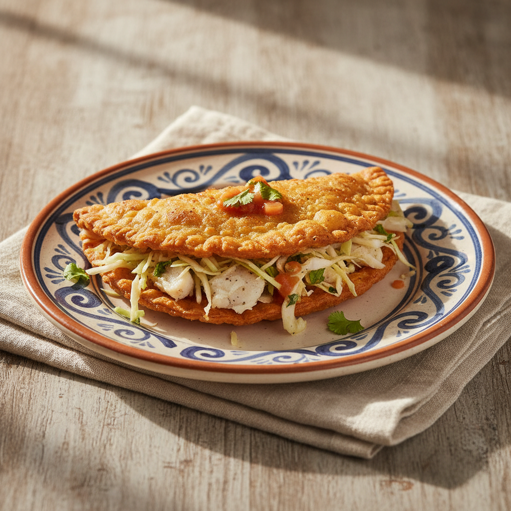 Ảnh món Taco cá chiên bột bắp cải trộn