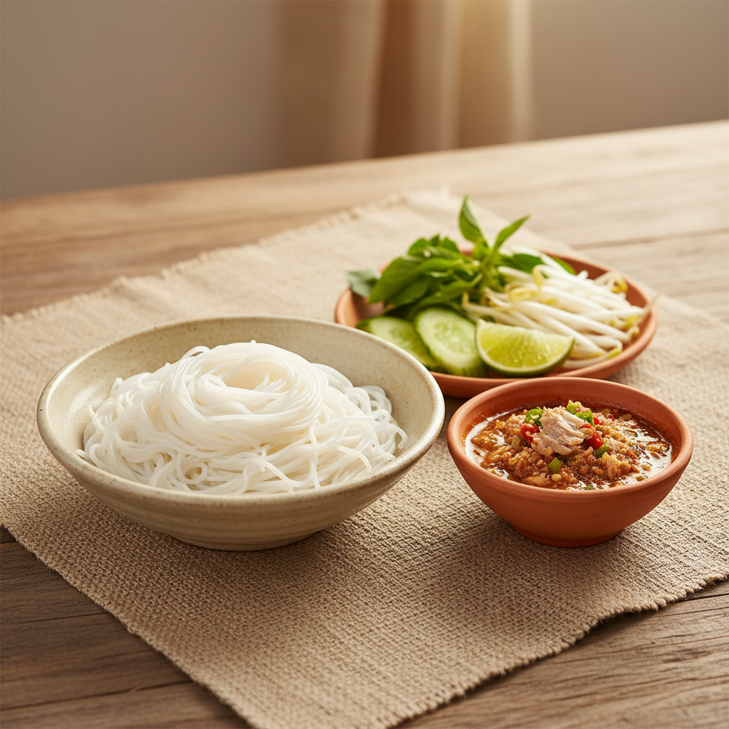 Ảnh món Bún chấm nam prik cá nướng