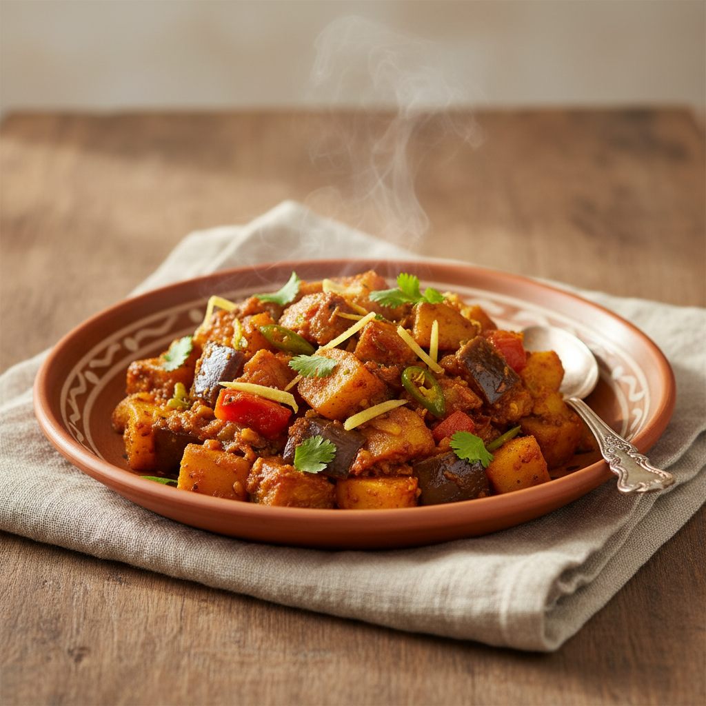 Ảnh món Khoai tây cà tím xào masala Aloo baingan