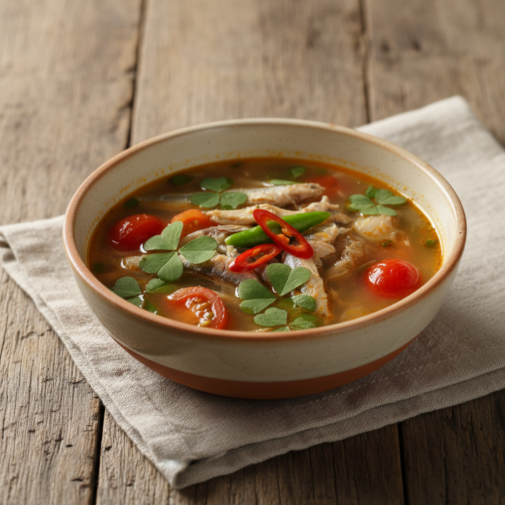 Ảnh món Canh cá cơm lá me đất