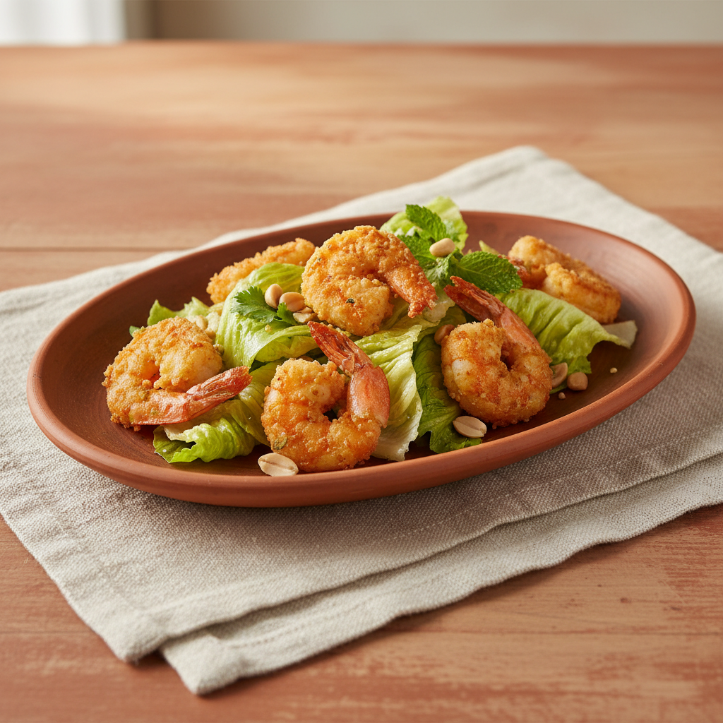 Ảnh món Salad xà lách romaine tôm chiên