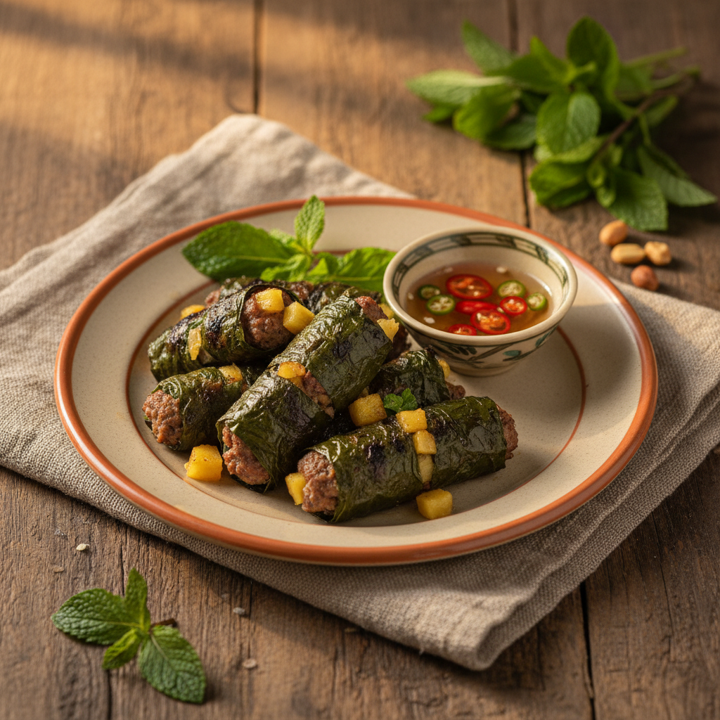 Ảnh món Bò cuốn lá lốt Long An