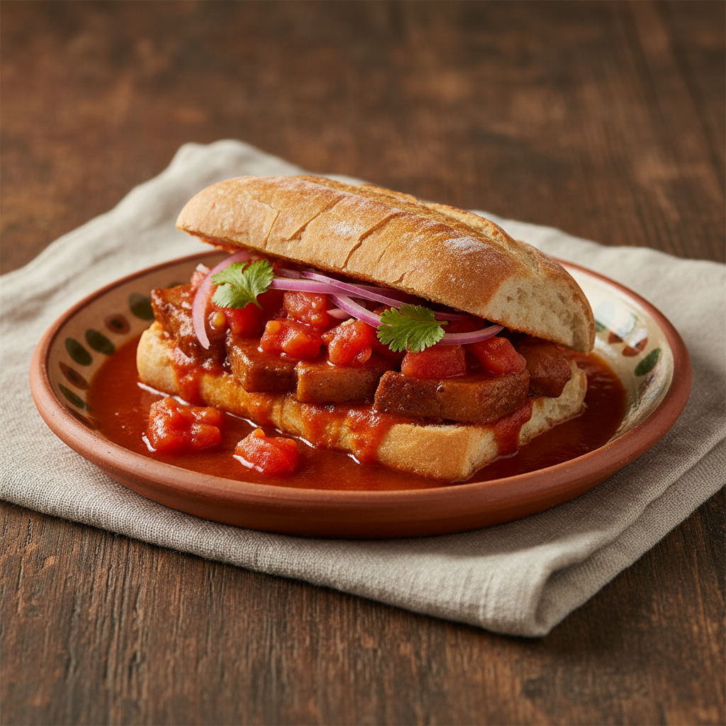 Ảnh món Bánh mì nhấn xốt ớt Tortas ahogadas