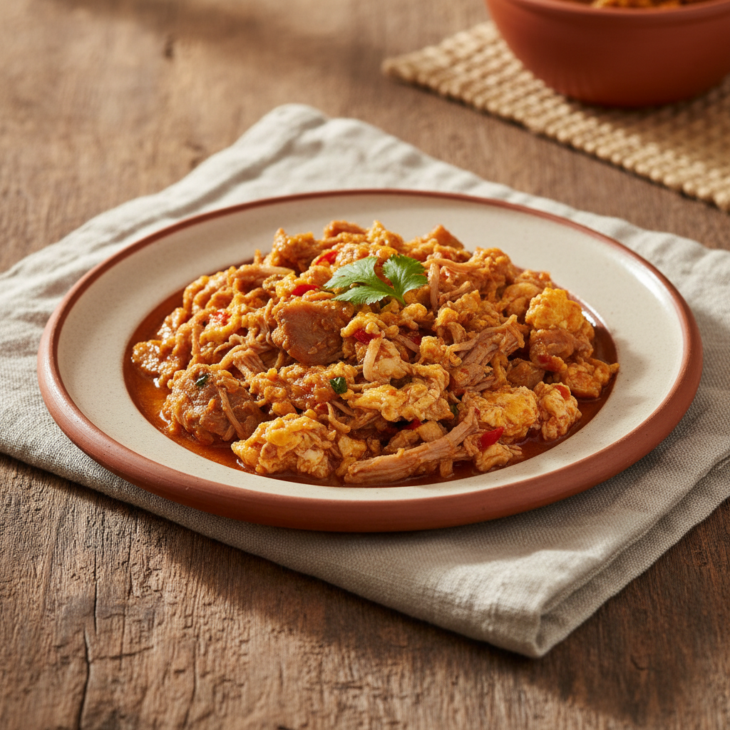 Ảnh món Thịt heo xé xốt ớt với trứng Chilorio
