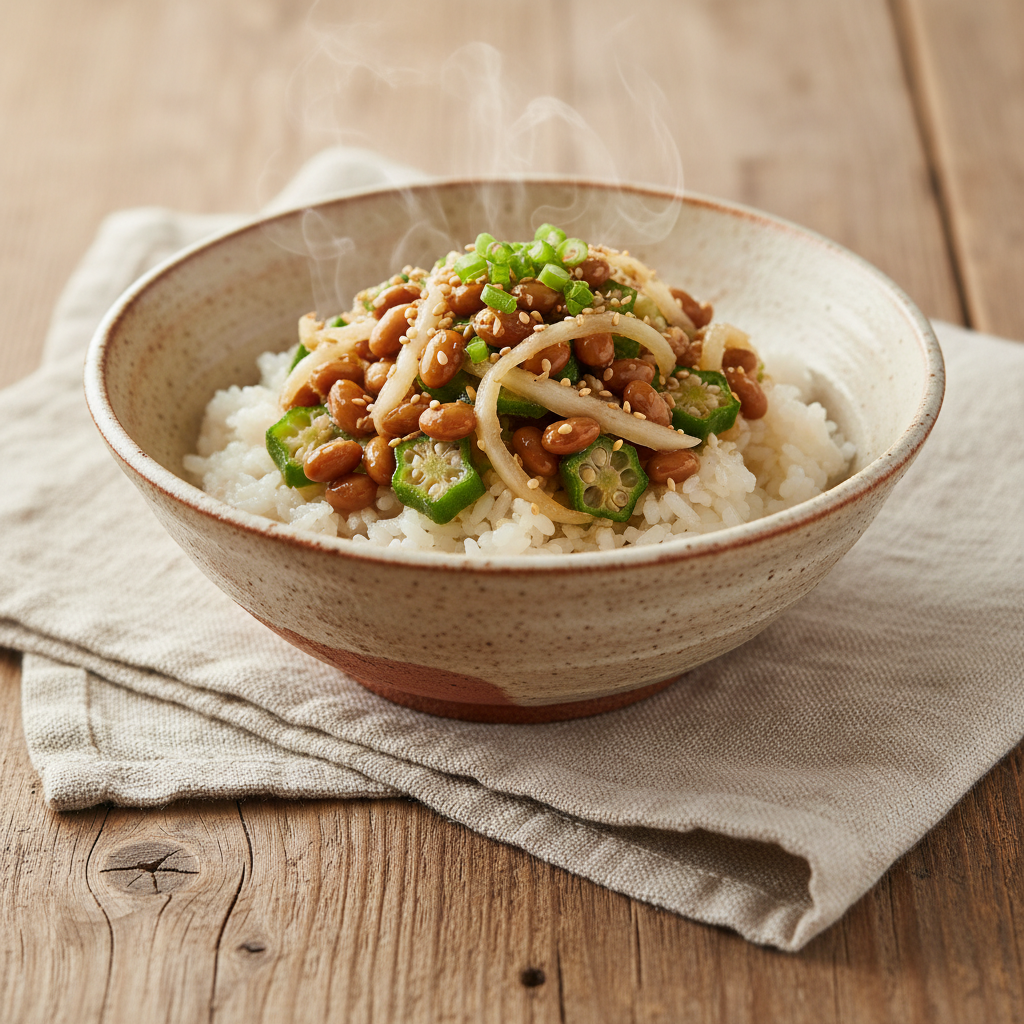 Ảnh món Cơm natto đậu bắp khoai mài