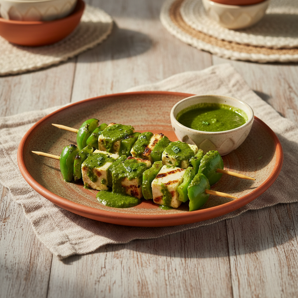 Ảnh món Paneer nướng xiên xốt rau xanh Hariyali