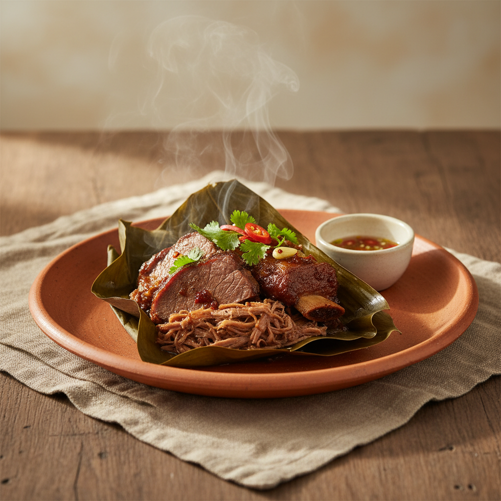 Ảnh món Bò hấp lá bọc kiểu barbacoa