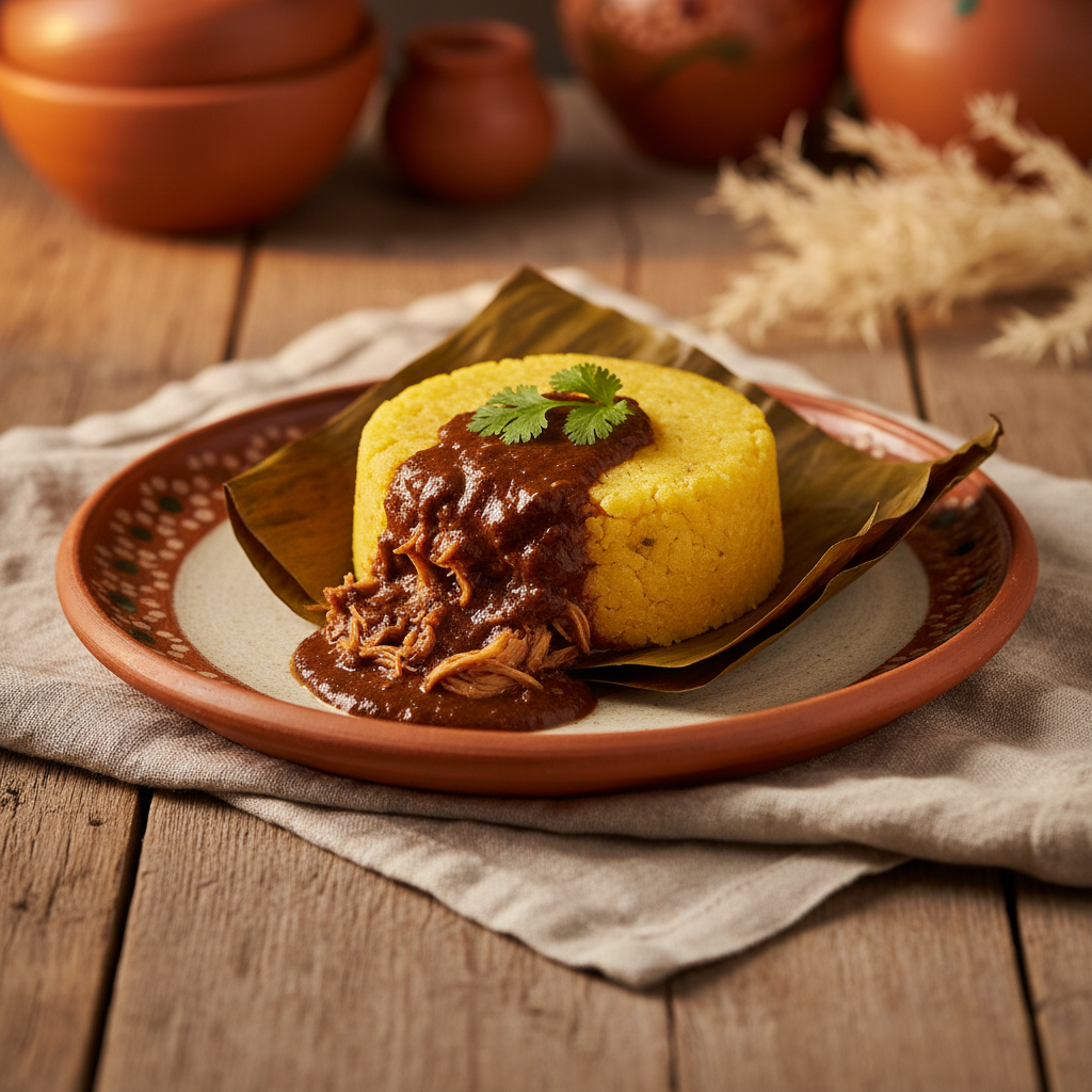 Ảnh món Bánh ngô nhân xốt mole gói lá