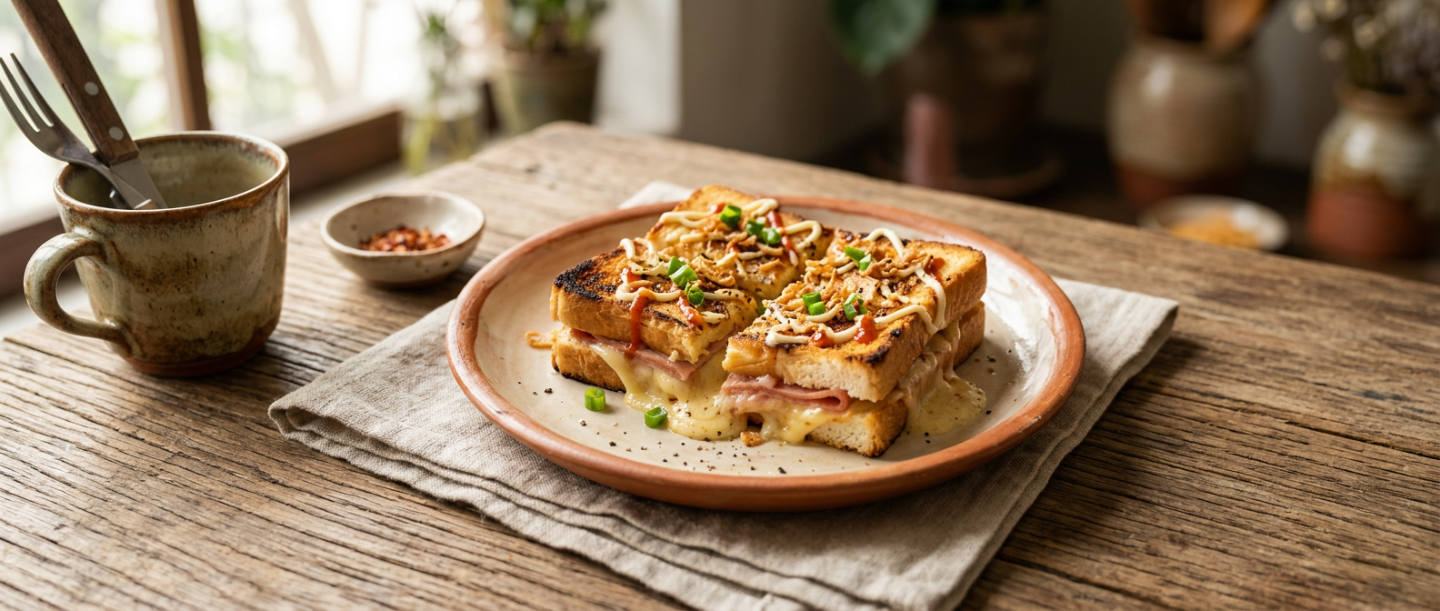 Ảnh món Bánh mì nướng giăm bông phô mai