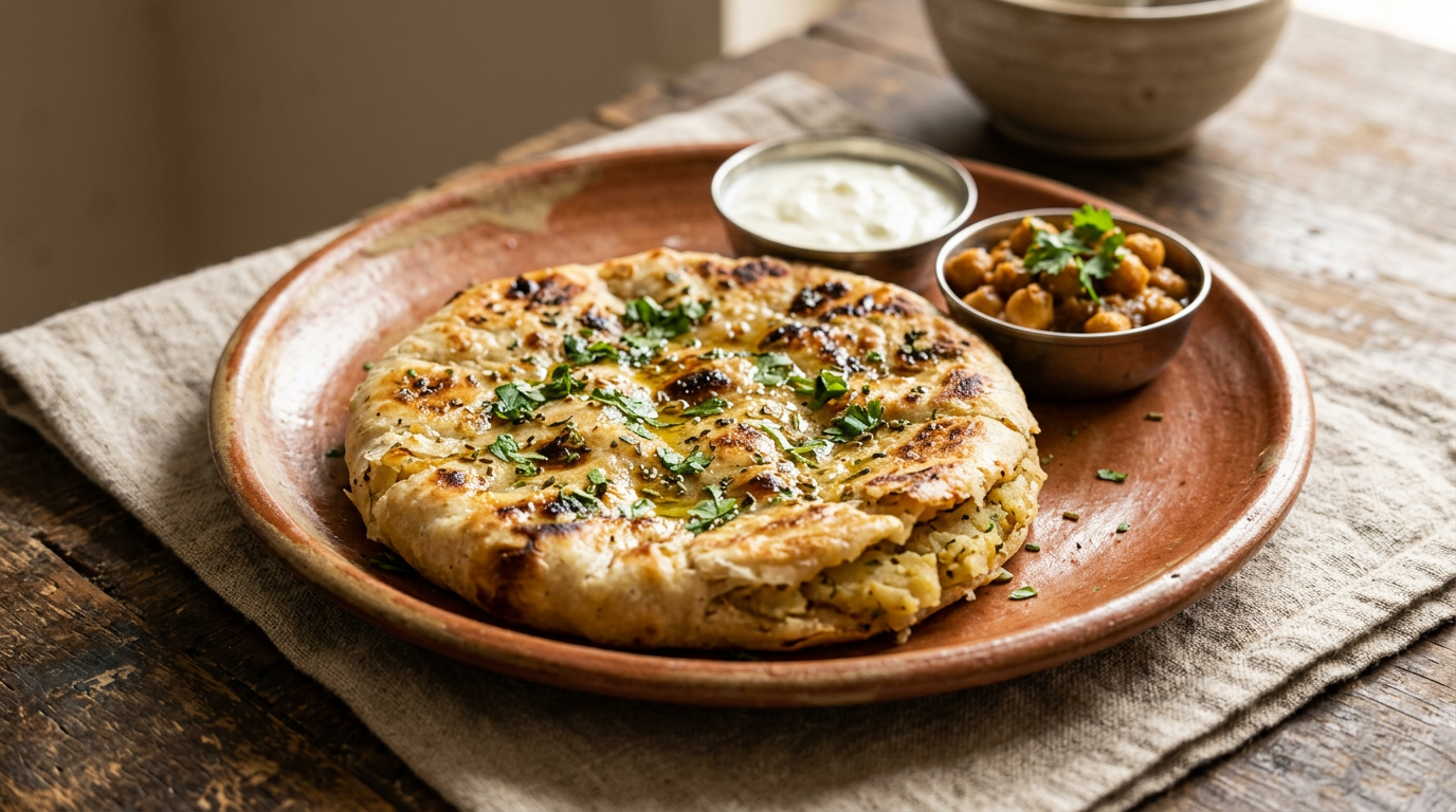 Ảnh món Bánh mì nhồi khoai Kulcha Amritsar