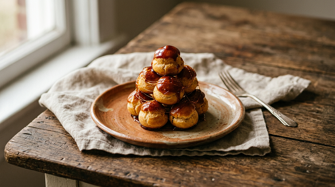 Ảnh món Tháp su kem caramel Croquembouche