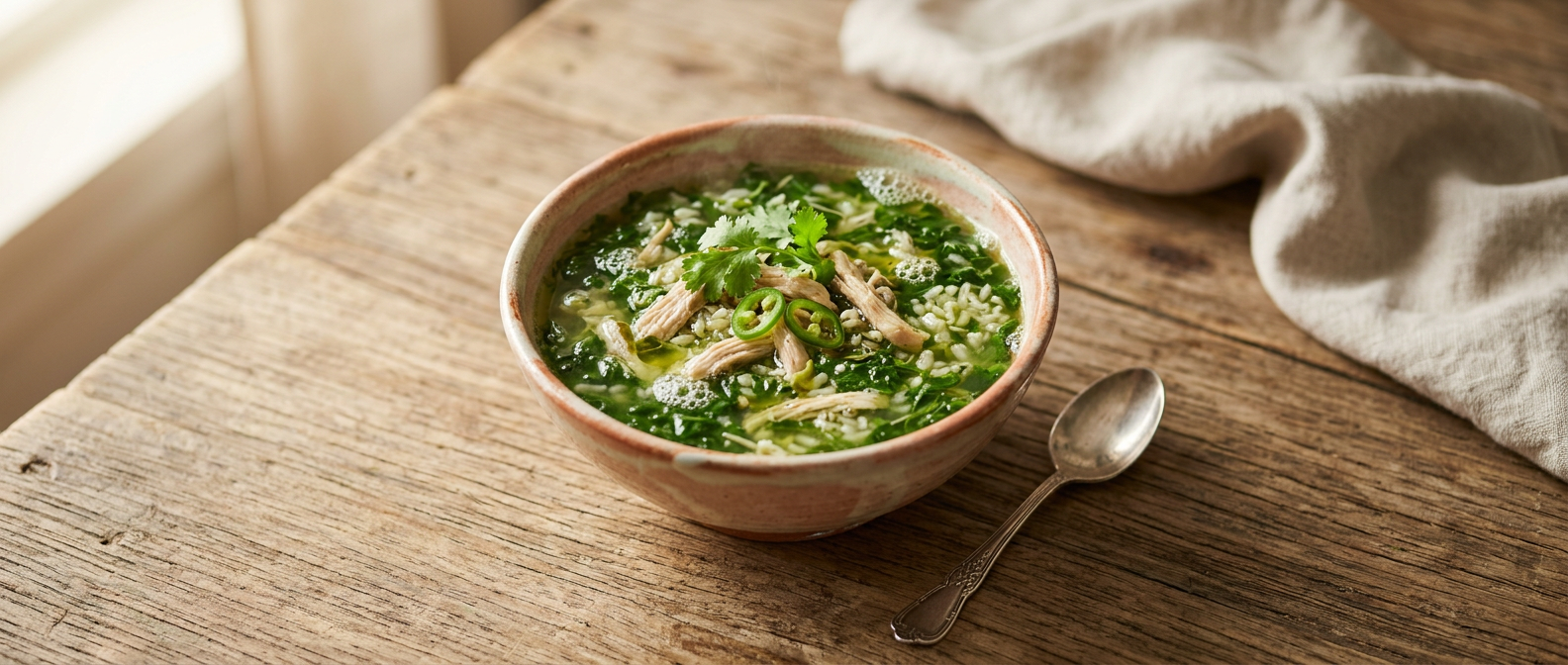 Ảnh món Canh rau đay tươi gà chanh Mloukhieh