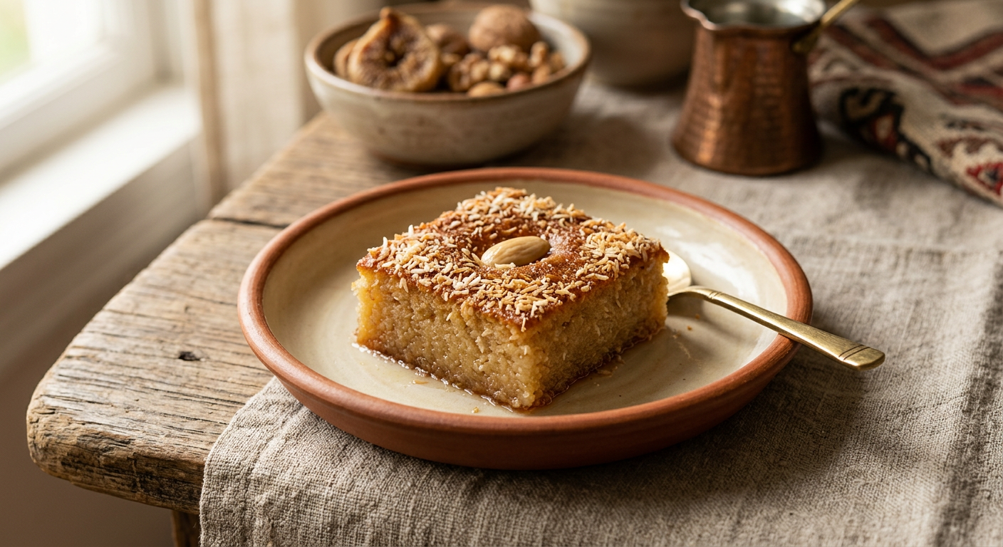 Ảnh món Bánh semolina dừa Basbousa kiểu Ai Cập